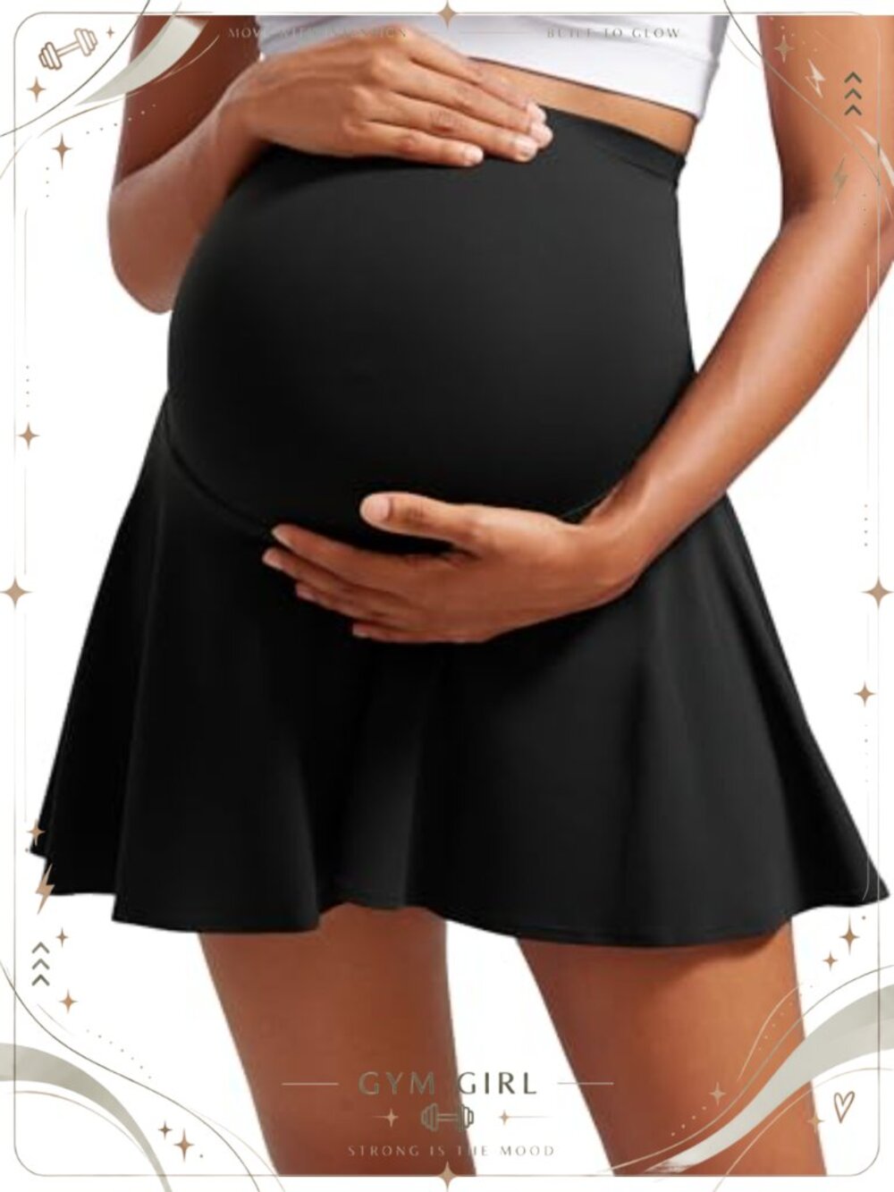 Maternity Flowy Tennis Skirt with Built-in Shorts and Pockets